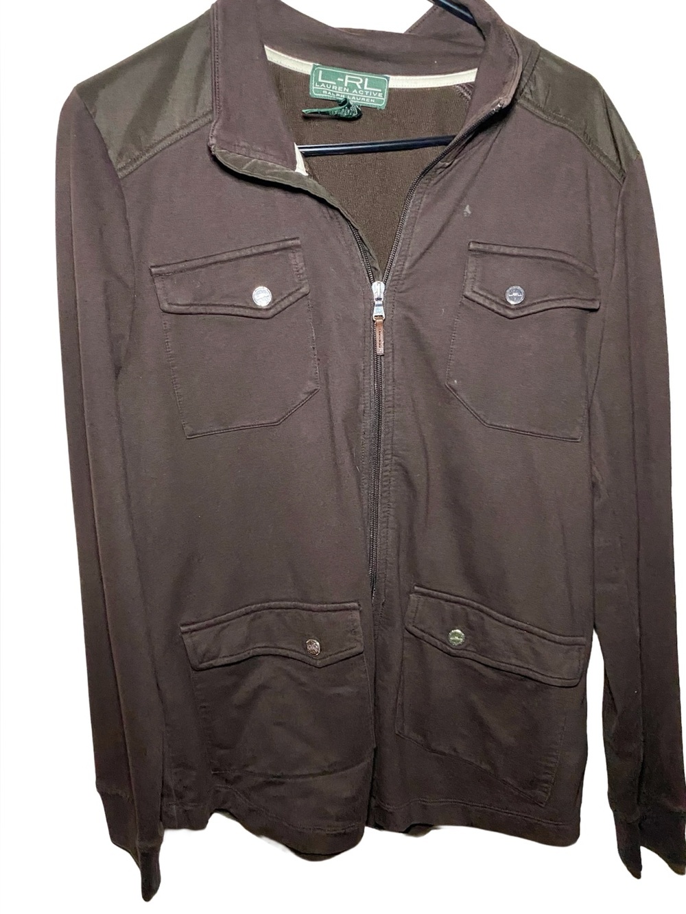 Ralph Lauren Active Brown Zip Front Casual Military Jacket,‎ XL